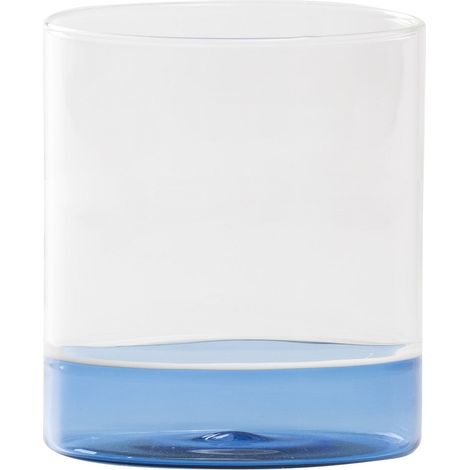 Filo Bianco Set 4 Bicchieri Tumbler in Vetro Borosilicato Soffiato a Mano, Trasparente e Bluino, Design Artigianale Muranese per Tavola Elegante