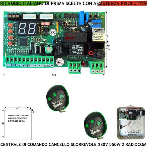Quadro di Comando Per Cancello Scorrevole Per Motore 230 V 2 Telecomandi 99 Codici Stealth Funzioni Programmabili Display Forza Lavoro Rallentamenti Rileva Ostacolo Apertura Condominiale Pedonale IP55 (1/4)