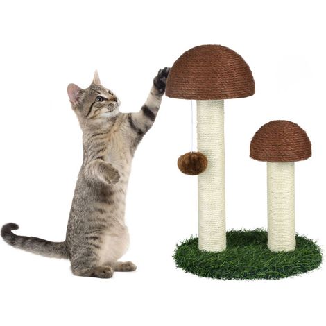 Griffoir pour chat,Griffoir champignon, Corde en sisal naturel, Pour chatons et petits chats (1/5)