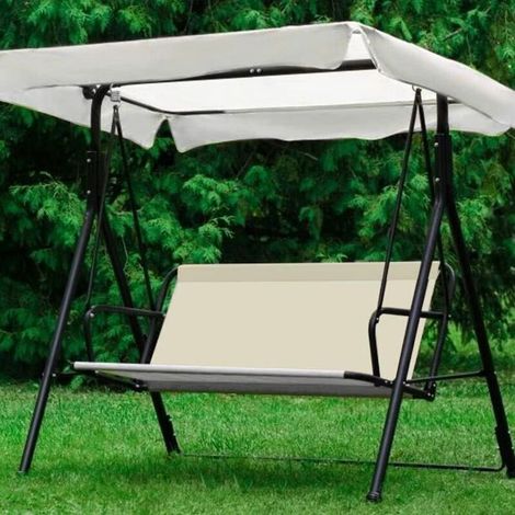 Telo di ricambio 900D per altalena da giardino 85 x 96 cm, telo impermeabile per sedile di altalena da giardino a 2/3 posti, beige (1/5)