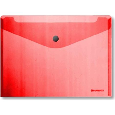 Busta A6 PP-235 rossa con chiusura a scatto per penna.