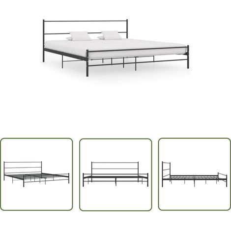 The Living Store Bettgestell Schwarz Metall 180×200 cm - Metallbetten - Doppelbett - Boxspringbett - Bettgestell - Schwarzes Bett (1/5)