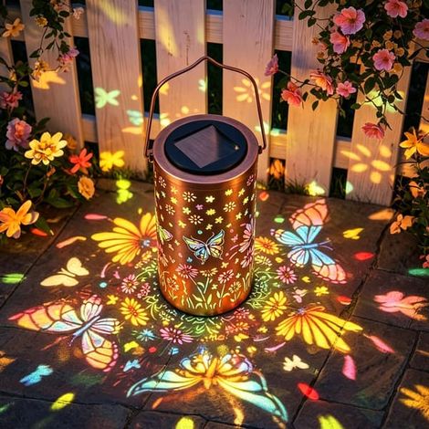 Ecleanfy - Lanternes solaires papillon colorées étanches pour l'extérieur, lanternes solaires LED suspendues pour la décoration de table, de pelouse, d'allée et de porche. (1/5)