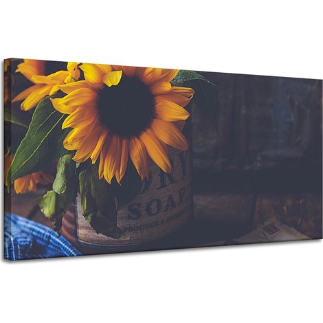 Leinwanddruck Sonnenblumen Vintage 120x60