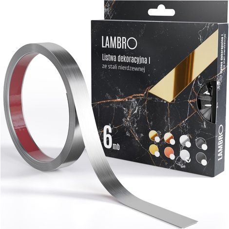 Ilcom bande décorative I autodesiva en acier inoxydable 20 mm x 6000 mm x 0,35 - argent satiné (1/3)
