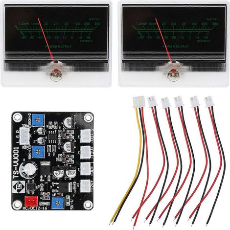 2 Stück TS-DBP90B-2Q VU-Meter mit Treiberplatine, Audiopegel-Zubehör mit Hintergrundbeleuchtung (1/4)