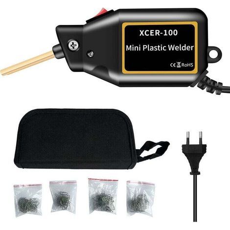 Mini agrafeuse à chaud portable 100 W, kit de réparation de pare-chocs de voiture pour machine à souder en plastique, kit de soudure en plastique pour pare-chocs de voiture plat/coin extérieur/intéri, (1/5)
