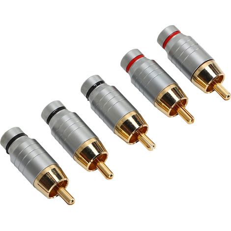 connecteurs RCA métal universel à souder, fiche audio vidéo pour câble enceinte, lot de 5 pièces (1/5)