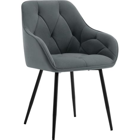 WOLTU Set 1 Sedie Moderne da Cucina o Soggiorno in Velluto con Gambe in Metallo Grigio Scuro