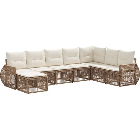 Gartensofa-set 8 pcs Beige und Cremeweiß Poly-Rattan vidaXL