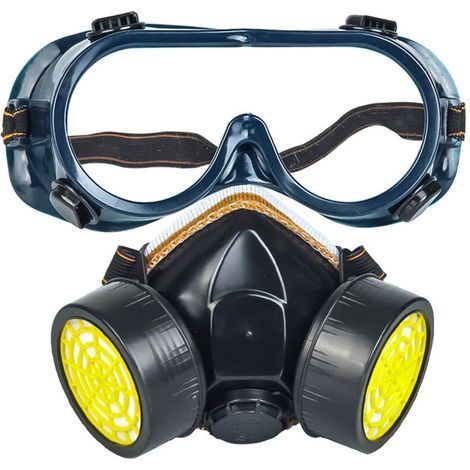 Fonepro 1 Pcs Masque Respiratoire, Kit Masque Protection Respiratoire Réutilisable, Anti Poussière, Anti Gaz Masque Chimique avec Lunettes de Protection pour Peinture Travaux, Bricolage (1/5)