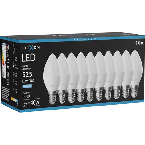 Mexen Nova 10x Ampoule LED E14, C37, 5W, Froid - 6500K, 525 lm - L102-E14-0565-01x10 (1/3)