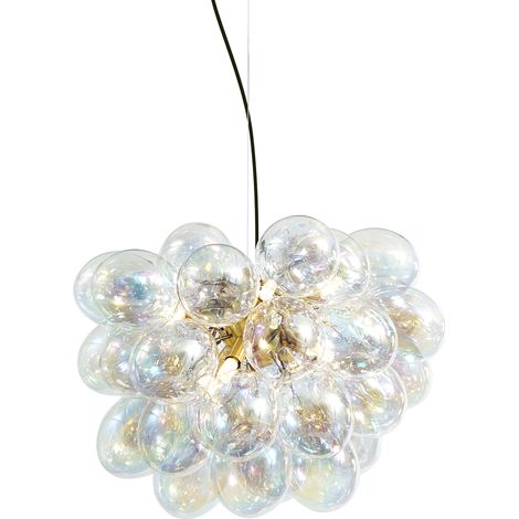 QAZQA Art Déco Lámpara colgante Art Déco dorada con cristal arcoíris de 50 cm y 8 luces - Uvas Acero /Vidrio Esfera Adecuado para LED Max. 8 x 8 Watt (1/5)