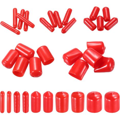 50Pcs Embout Caoutchouc 1.5mm 3mm 6mm 12.5mm 19mm Cache Vis Rouge de Protection Rond pour Boulon, Tuyau de Plomberie (1/5)