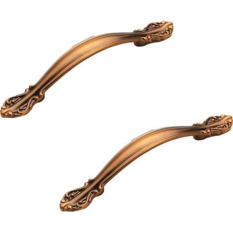 Poignée de penderie (lot de 2), pour armoire ou meuble à chaussures, en alliage jaune café antique, petite poignée, 96 trous, entraxe 148 x 20 x 21 mm (1/2)