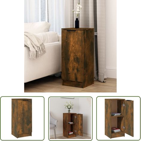 The Living Store Sideboard Räuchereiche 30x30x70 cm Holzwerkstoff - Schreibtisch - Wohnzimmermöbel - Sideboard - Regal - Holzmöbel (1/5)