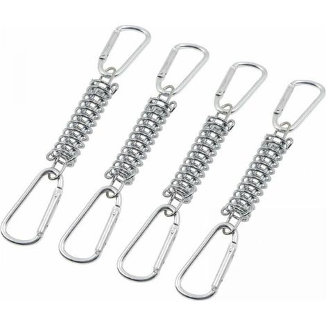 4pcs Tension Spring Buckle Awning Fixing - Shade Sail Fixings Accessories Stainless Steel with 4 Coil Springs 8 Carabiners for Tents Awnings Camping (1/4)