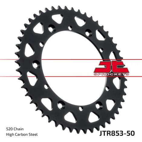 Pi帽贸n trasero de acero JT R853-50, 50 dientes, tama帽o 520 (1/2)