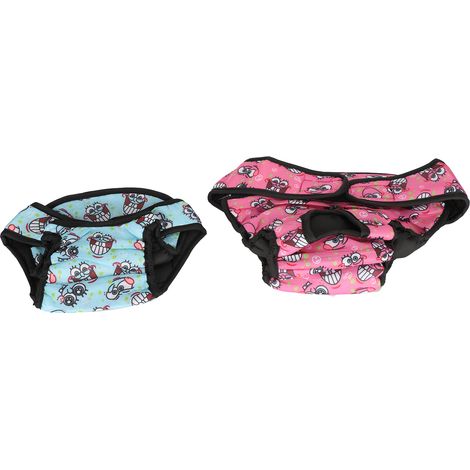 Lot de 2 culottes/shorts physiologiques doux et respirants pour chiens, ajustables (rose, bleu, XL) (1/5)