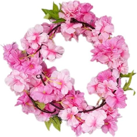Guirnalda de flores de cerezo rosa oscuro - Flores rosas - Boda - Guirnalda de flores elegante - Decoración del hogar, cesta de bicicleta o manillar - Flores rosa oscuro de 180 cm - Flores artificiale (1/3)