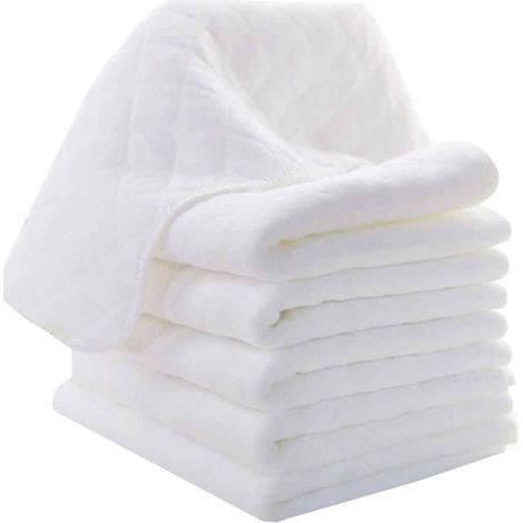 Lot de 5 alèses pour bébé en coton blanc doux, hypoallergénique, réutilisables et lavables, très absorbantes, 40 x 18 cm (1/5)