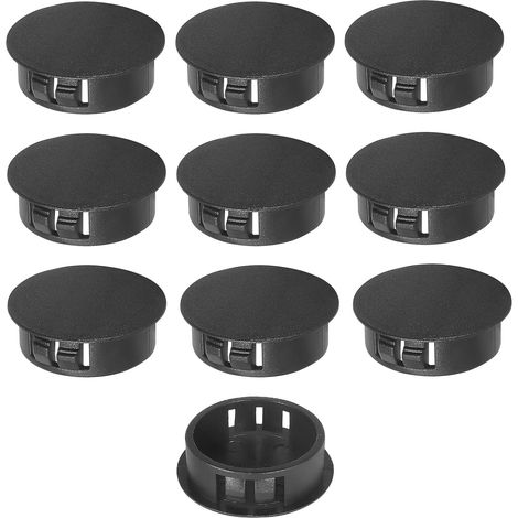 Tapones de plástico para tubos y postes de valla, de clip, de encaje a presión - 30 mm, negros, paquete de 10 unidades. (1/5)
