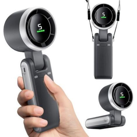 Ventilador de mano 3 en 1 con batería recargable USB de 4000 mAh, 5 velocidades, ajustable a 180°, plegable, portátil, hasta 12 horas de autonomía, ideal para viajes, acampadas y uso en exteriores (ne (1/5)