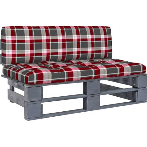 vidaXL Canapé central palette de jardin Gris Bois de pin imprégné (1/5)