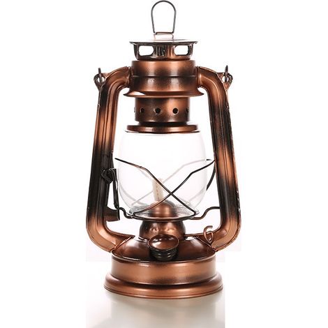 Lanterne tempête en métal -Lampe à kérosène ferronnerie Couleur cuivre antique (1/4)