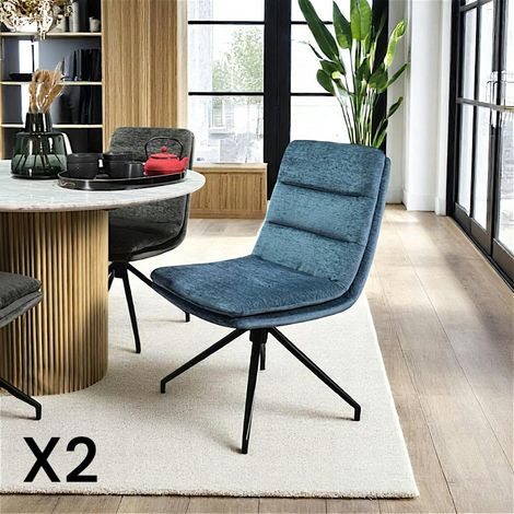 Chaise de salle à manger pivotante en velours bleu (lot de 2) PALERME (1/5)