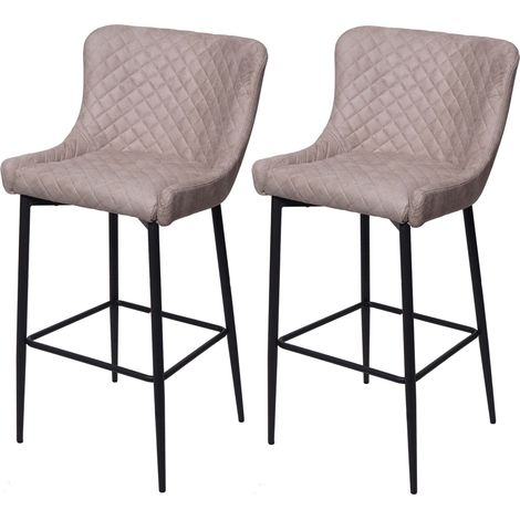 Set di 2 sgabelli da bar, sedie alte in tessuto grigio, design chic e retrò 040000157