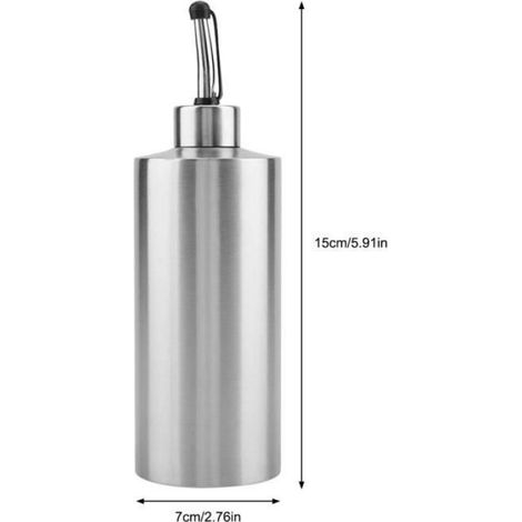 1 Distributeur Acier Inoxydable 550ml Buse Longue Sans Fuite Couvercle Anti-poussière Cuisine Huile Vinaigre (1/4)