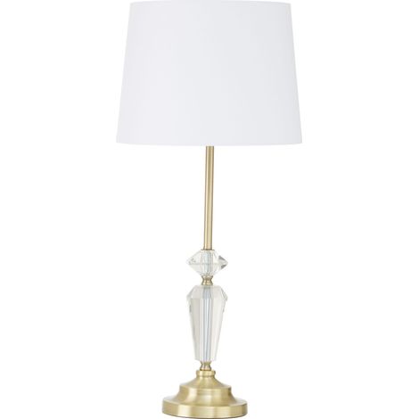 Premier Housewares Desk / Table Lamp for Reading Tall Brass Stand Study Lamp / Lamps for Office with White Shade / EU Plug Desk Lamps 12 x 13 x 17 (1/4)