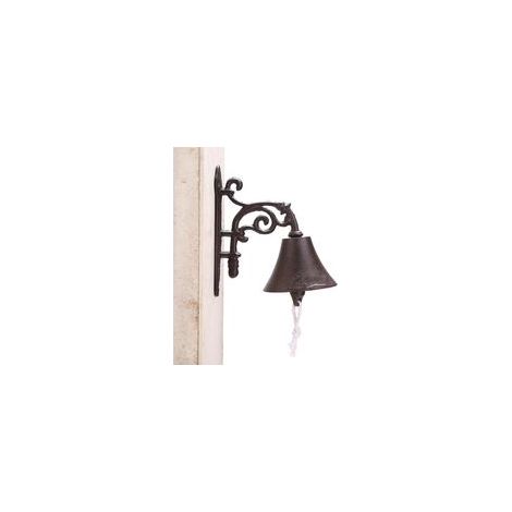 Campanello in ghisa con motivo floreale. Marrone. Campanello decorativo retrò per cancello di giardino o cortile. - Crezuo