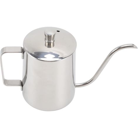 Bouilloire à café en Acier Inoxydable, Bec Verseur à Col de Cygne, Pointe Fine de Précision, Contrôle du Débit D'eau Lisse pour Verser sur le café, le thé, Moka et Lait (350 ml d'argent) (1/5)