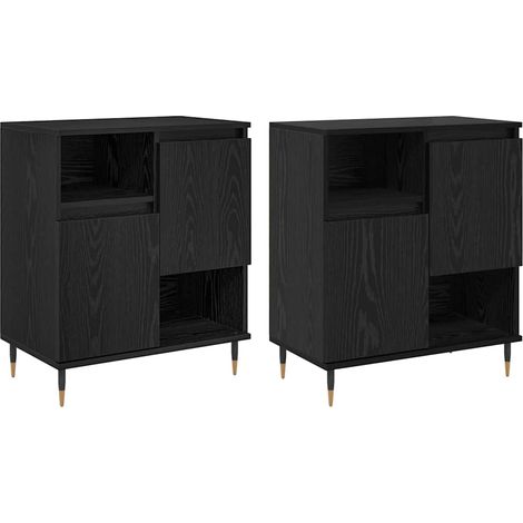 2 pcs Buffet,Bahut,Meuble de Rangements Chêne noir 120 x 35 x 70 cm Bois d'ingénierie CFW23246 (1/5)