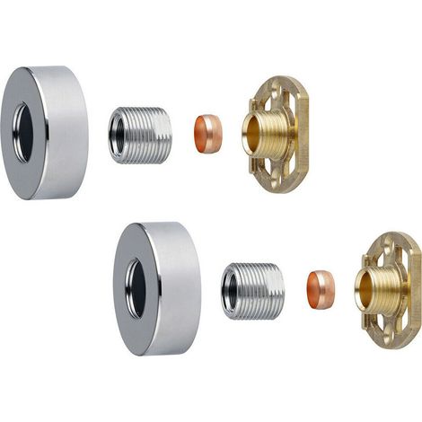 Shower Bar Valve Easy Fast Fix Fitting Kit: Round Chrome Shrouds Fixing Included