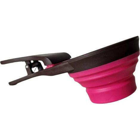 3-in-1 Collapsible Silicone Measuring Bowl and Bag Seal Clip for Dog and Cat Food Storage, Travel Bowl for Water and Snacks(Pink) (1/5)