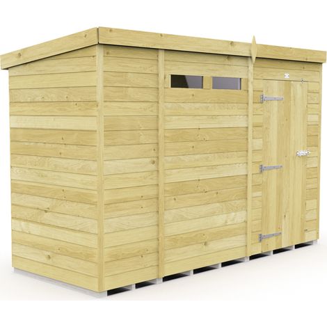 10 x 4 Feet Pent Security Shed - Single Door - Wood - L118 x W302 x H201 cm