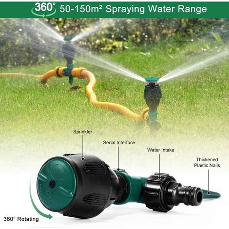 Arroseur de jardin, arroseur de pelouse Arroseur rotatif à 360 ° pour arrosage de grande surface de 4 à 7 m, arroseur pour jardin/pelouse/irrigation- (1/3)