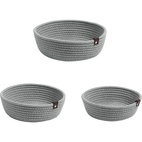 Petit panier décoratif, panier de rangement en corde tressée à la texture fine et rêche, organisateur en coton et lin, panier cadeau vide idéal (1/5)
