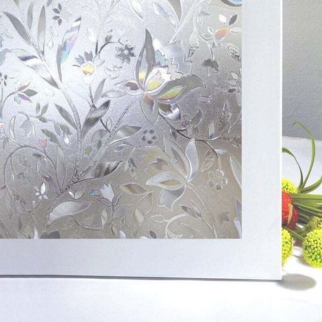 Film pour Fenêtre Film Electrostatique Protége Intimité Anti-UV Décoratif Film Vitre Anti Regard Occultant avec Motif Tulipes Fleurs pour Verre et Vitrage 45 cm × 200 cm (1/4)