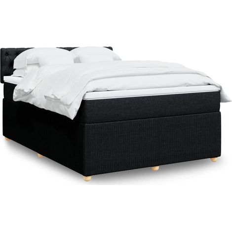 Materasso insacchettato - vidaXL Giroletto a Molle con Materasso Nero 140x200 cm in Tessuto - Letto con testiera (1/5)