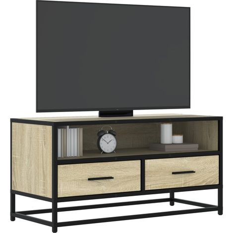 TV-Schrank Sonoma-Eiche 80x34,5x40 cm Holzwerkstoff und Metall