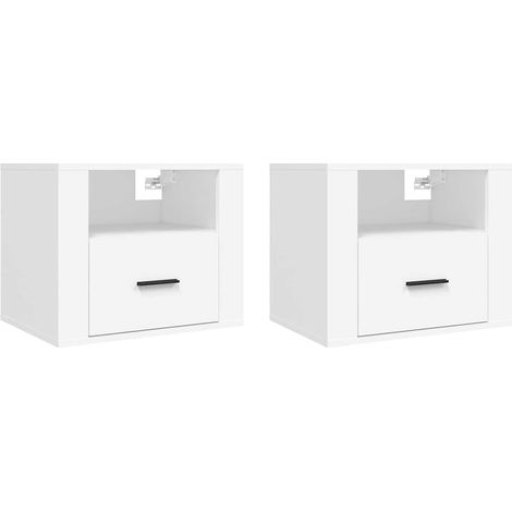 Maison Exclusive - Mesitas de noche de pared 2 uds blanco 50x36x4 (1/5)
