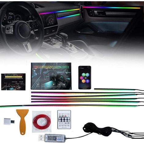 Éclairage d'ambiance LED voiture 6-en-1 RGB, contrôle APP et télécommande, 16 millions de couleurs