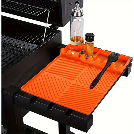 Filiyano-Tapis de barbecue en silicone pour étagère latérale Blackstone – Grand tapis de table de barbecue avec bac de récupération des graisses (1/5)