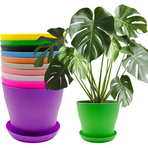Pots En Résine - Matériau PP épais Avec Trous De Drainage - Pour Balcon Jardin Intérieur - Lot De 10 (1/5)