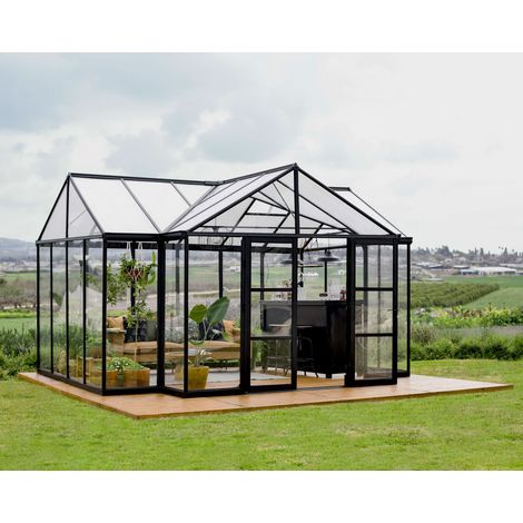 13 x 15 Feet Triomphe Garden Chalet Greenhouse - Arcylic/Aluminium - L380 x W454 x H285 cm - Black (1/5)