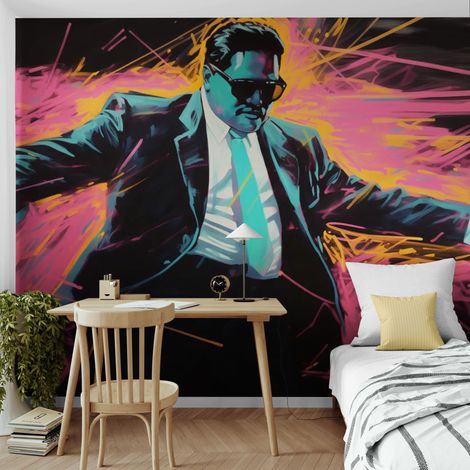 Papier Peint Pop Art - Businessman Style Néon - 500 x 270 cm (1/2)